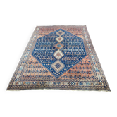 Handmade Yalameh Persian rug 200x300 indigo blue terracotta