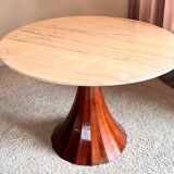 Marble and rosewood round dining table