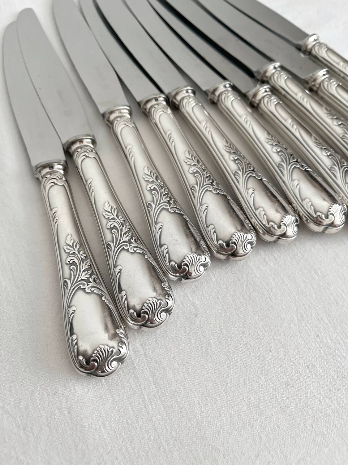 10 Christofle silver-plated “Marly” model table knives