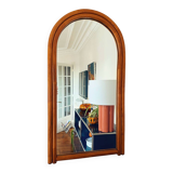 Large Scandinavian style arc wall mirror in bamboo