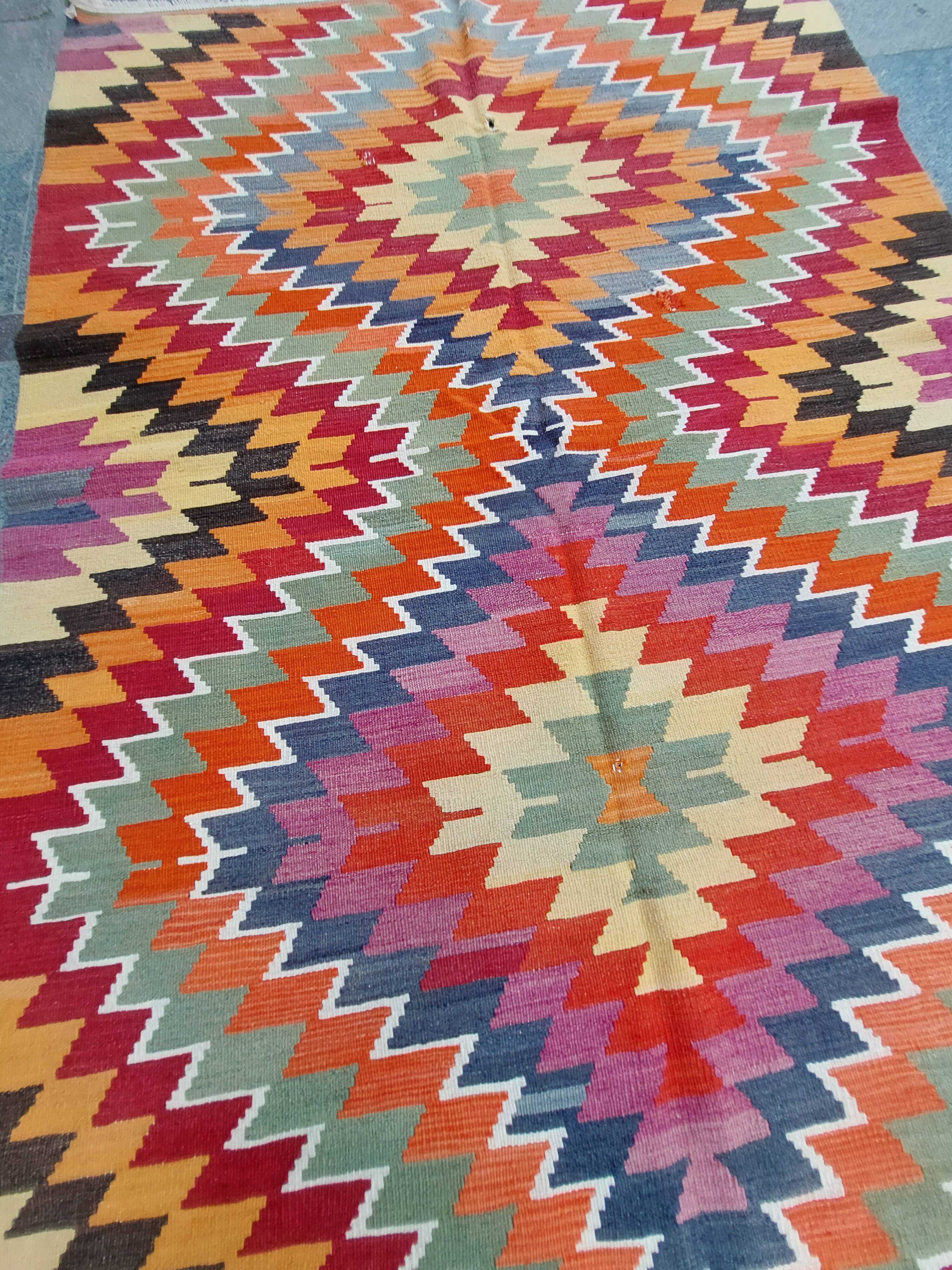 Turkish kilim rug,328x164 cm