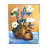 Oil painting on wood bouquet of flowers