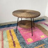 Round wicker coffee table from the 60s