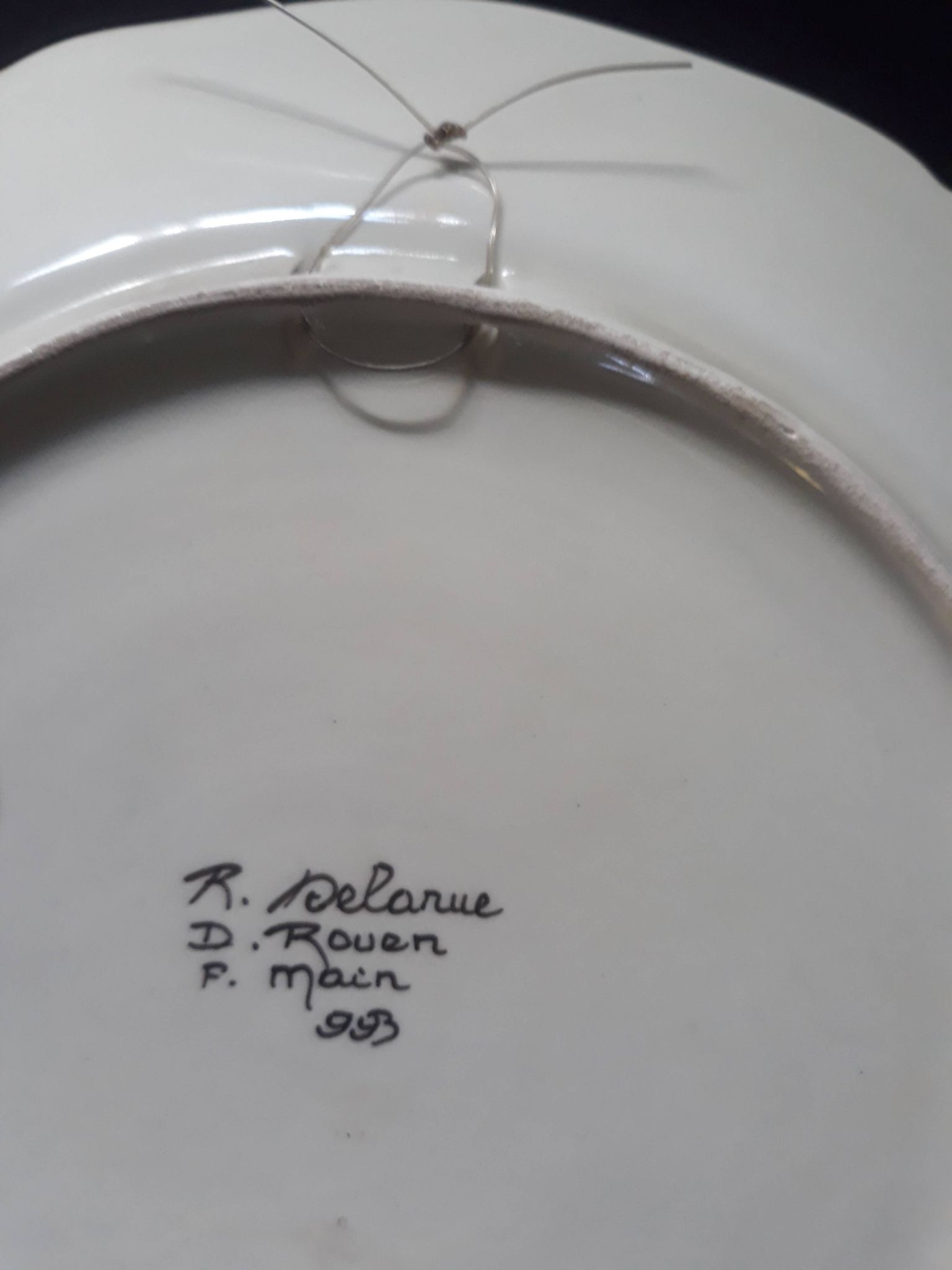 assiette de collection rouen signé r delarue fait main