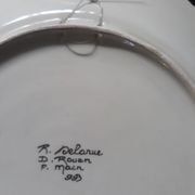 assiette de collection rouen signé r delarue fait main