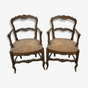 Pair of chairs Provencal sitting bedded
