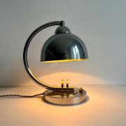 Vintage table lamp, modernist chrome metal, France 1930