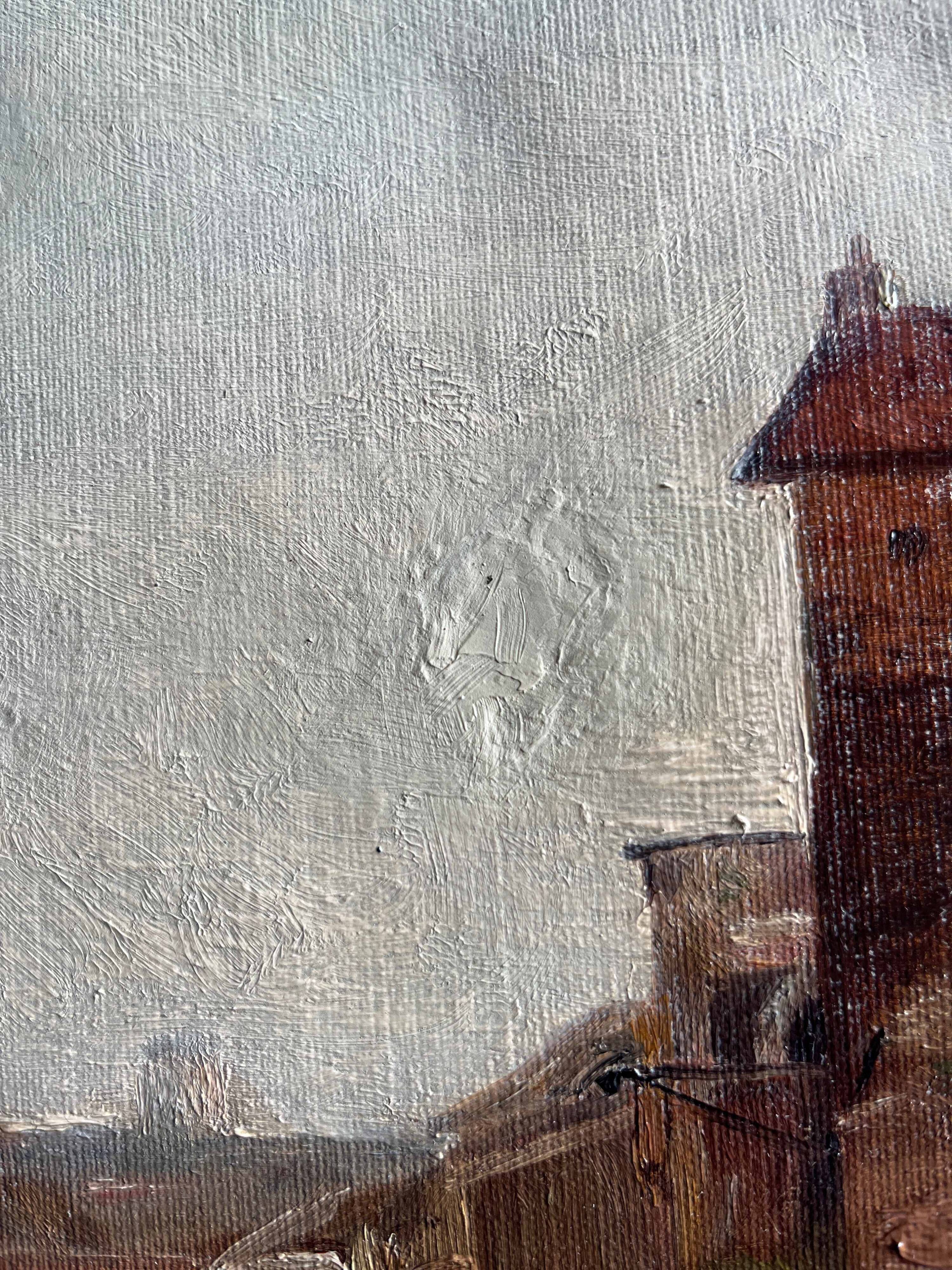 Tableau HST fin XIX° Italie ? Paysage à la rivière signé pour restauration