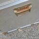 Old metal aluminum trunk / mail trunk / industrial / interior fabric