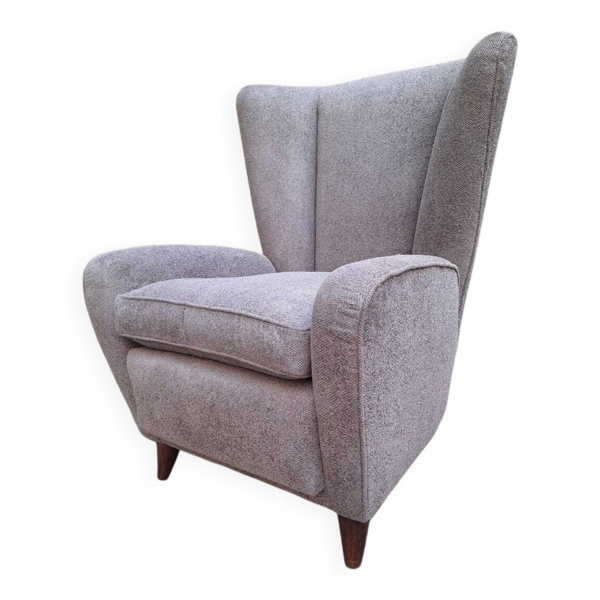 Bergère Armchair in Grey attributed to Paolo Buffa, 1940s