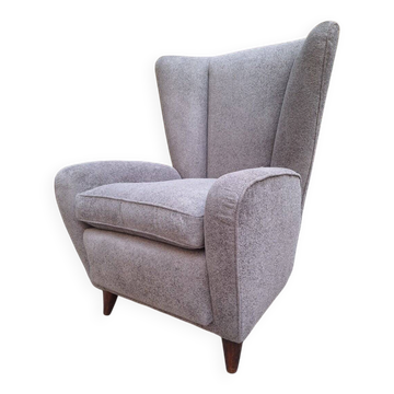 Bergère Armchair in Grey attributed to Paolo Buffa, 1940s