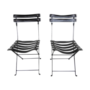 2 chaises pliantes cuir