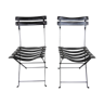 2 chaises pliantes cuir et métal - Paquebot France 1960