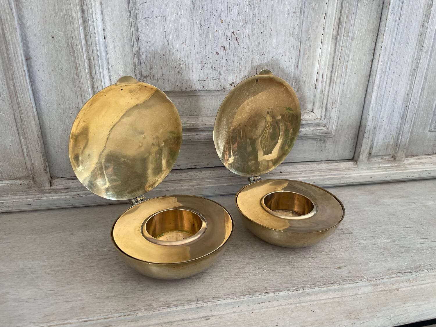 Pair of Scandinavian brass candlesticks