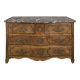 Commode Louis XV galbée en noyer dessus marbre XVIIIe