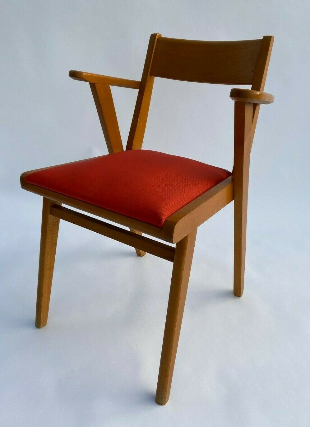 3 french design chairs chene light red yellow green 1960