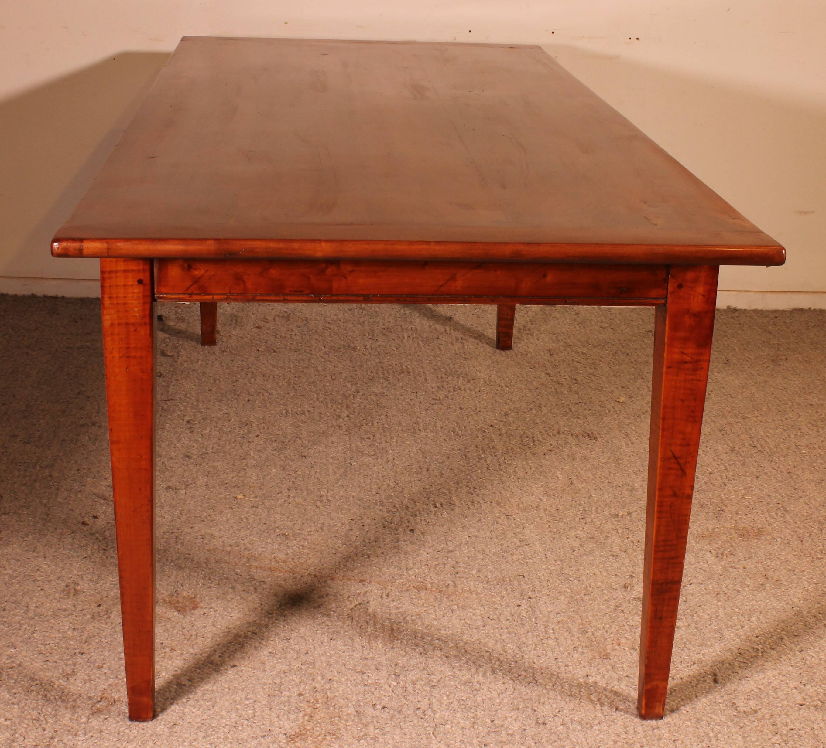 19th Century Refectorial Table in Cherry Wood with a width of 92cm