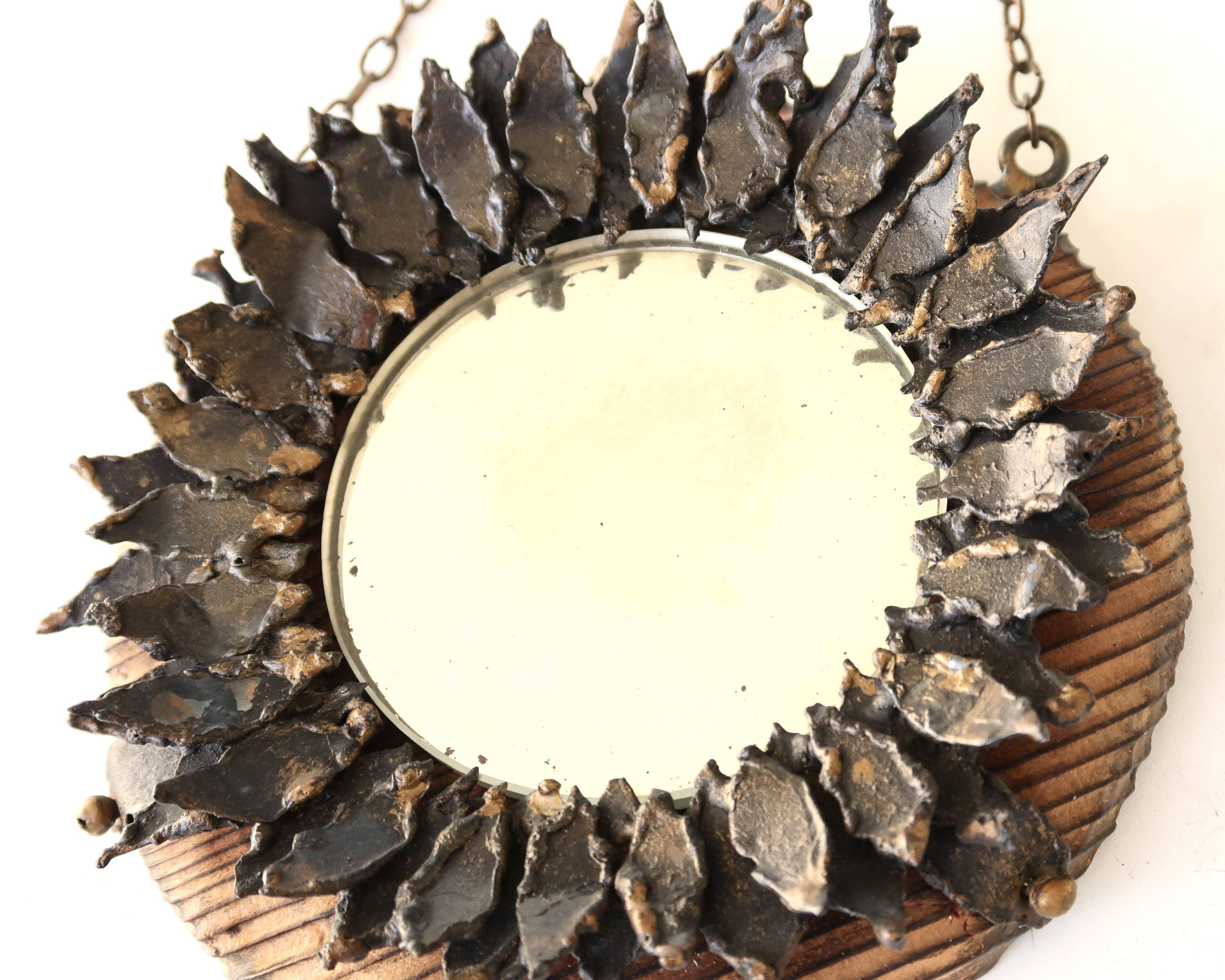 Small black metal sun mirror, 1950s