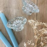 Pair of vintage glass candle holders