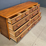 Vintage rattan and bamboo chest of drawers, 1970s