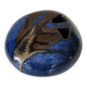 Vase for sticking flowers in ceramic free form Signed Jean Cacheleux Puisaye