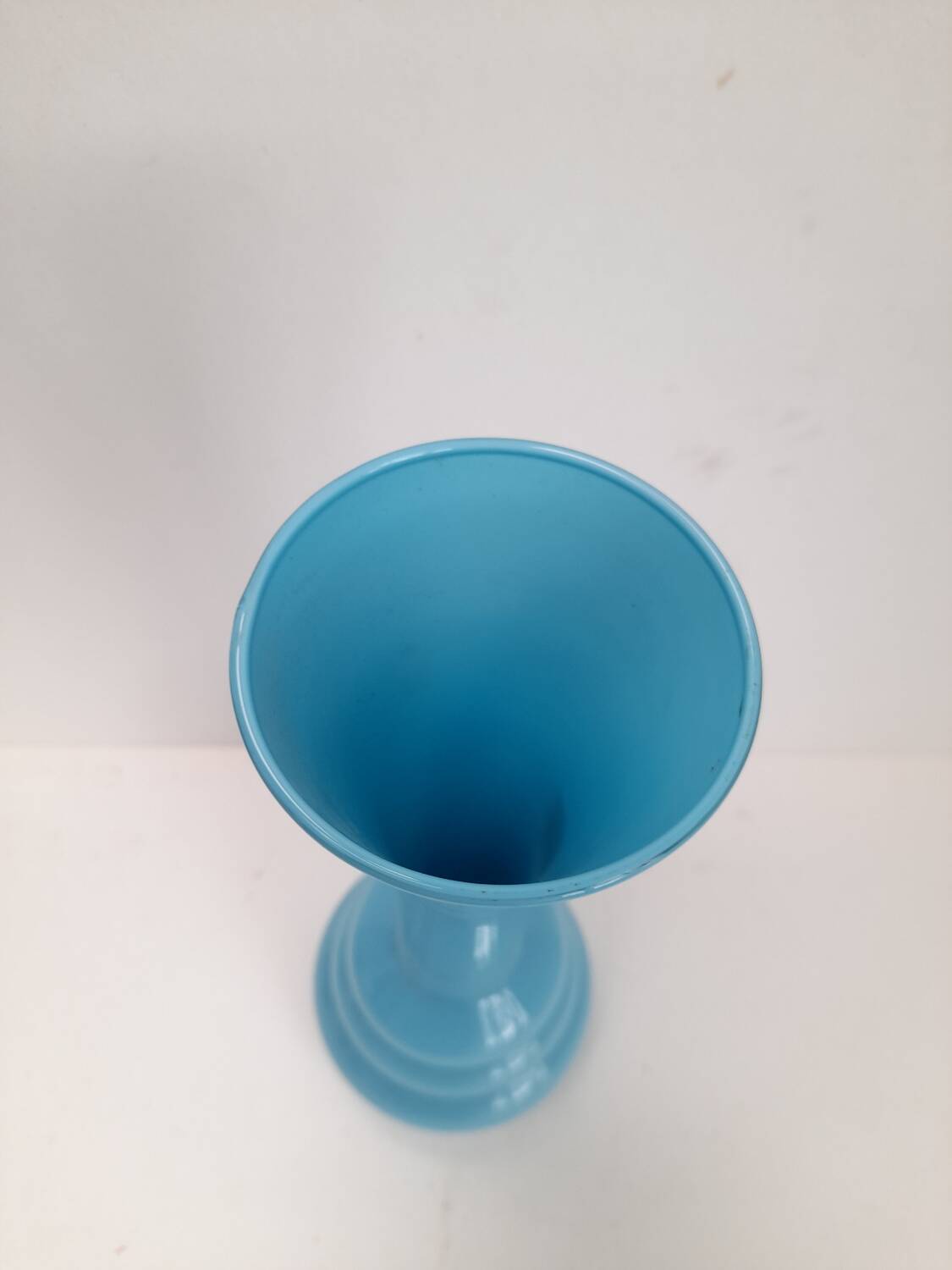 Blue opaline vase with space age rings