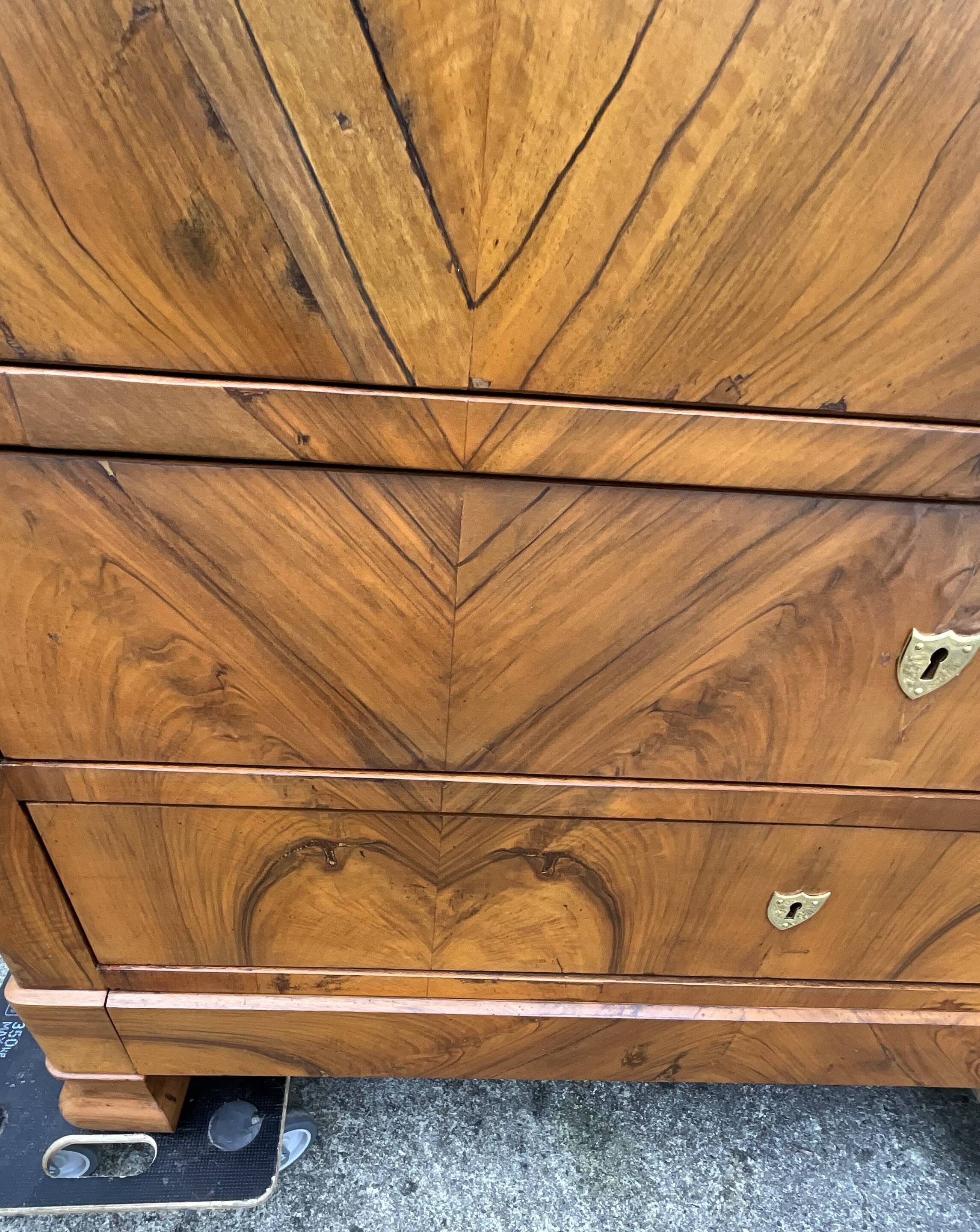 French Commode Louis Philippe Mid 19th Century In Walnut Burl