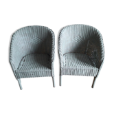 1 set of 2 vintage rattan armchairs