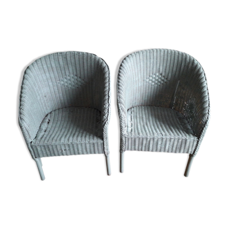 1 set of 2 vintage rattan armchairs