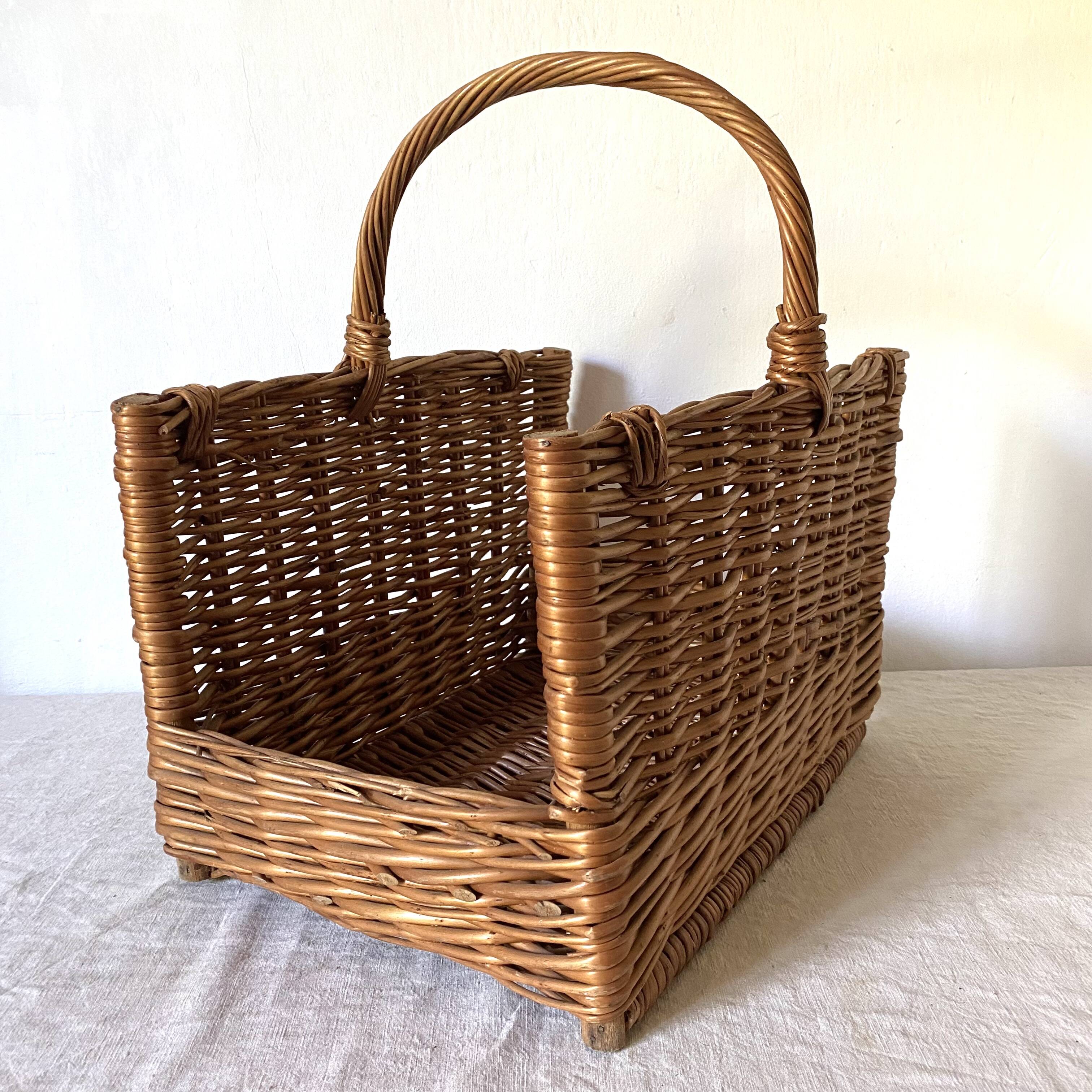 Panier à bûches en rotin tressé
