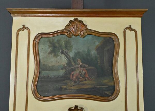 Miroir Trumeau en Bois Peint, style Louis XV – Fin XIXe