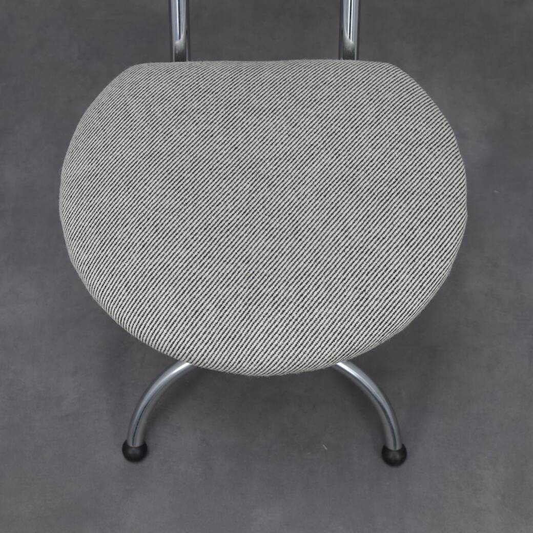Set of 4 Postmodern Folding Chairs in Chrome and Wool, Italy, 1990s