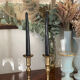 Pair of brushed brass candle holders