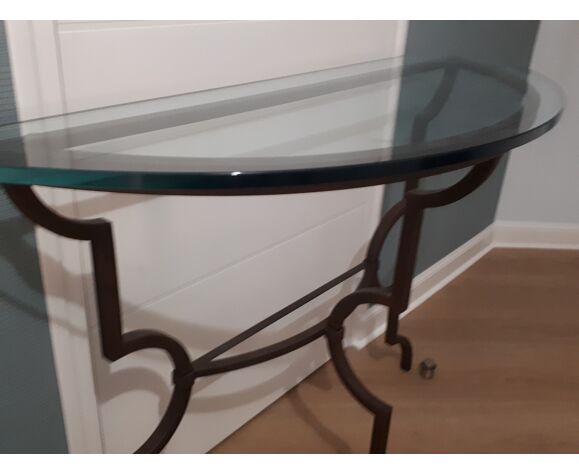 Glass And Wrought Iron Console Selency Glass And Wrought Iron Console Selency, Wrought Iron Console Table With Glass Top