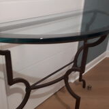 Glass and wrought iron console