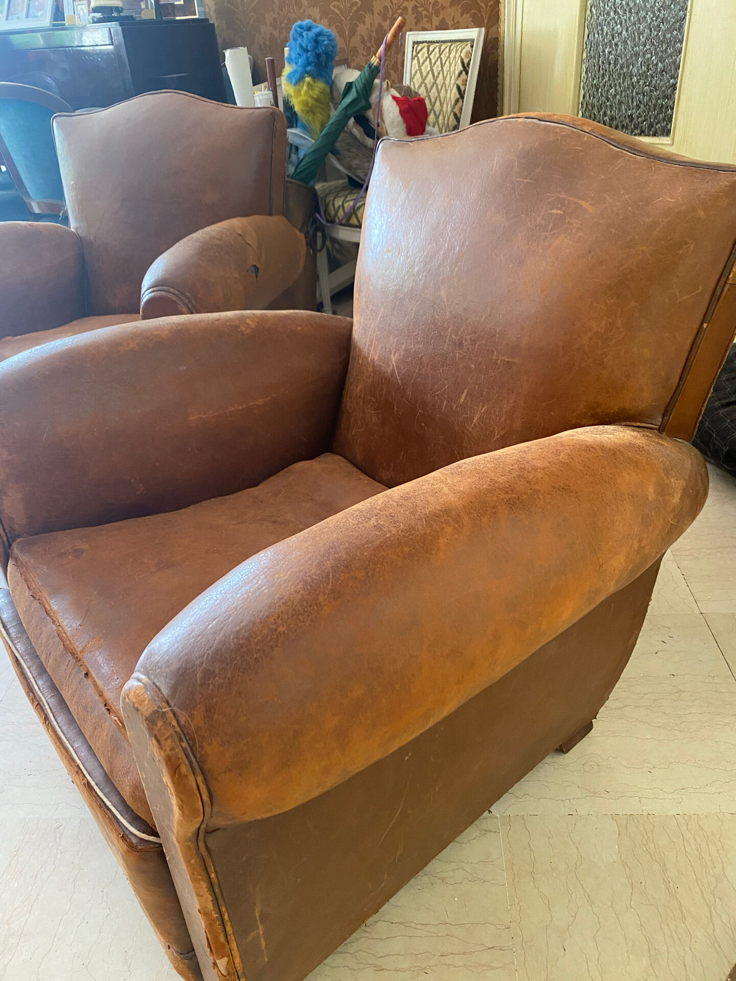 2 vintage club armchairs