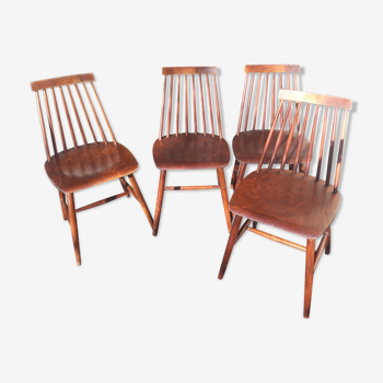 Suite de 4 chaises scandinaves en teck années 60