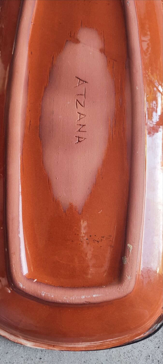 Elongated platter signed Thomas Buxó, Atzana workshop, modernist ceramics