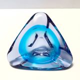 Large Triangular Blue Murano Glass Trinket Bowl - Ashtray, Italy