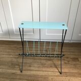Side table with vintage magazine holders