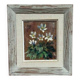 Mid-Century Oil on Panel “Flowers” by Unknown Artist, Vintage & Framed 20 × 23cm