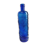 cobalt blue molded glass bottle in relief decoration bunches of grapes