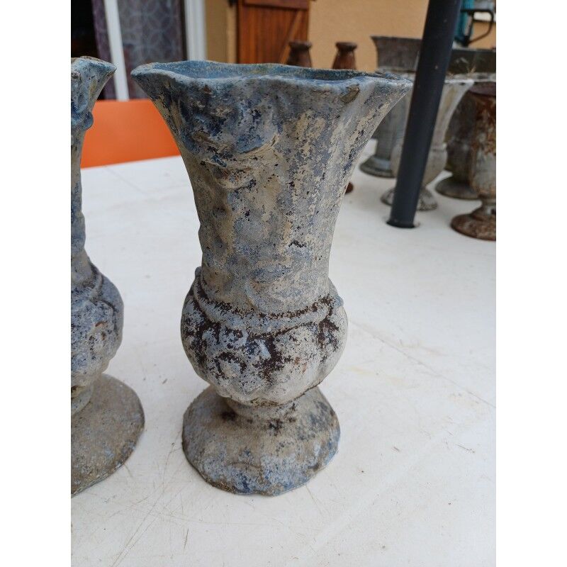 Set of 5 cast iron vases from 1900 from Charleville-Mézières