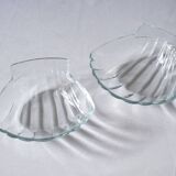 Set of 2 glass scallop shell bowls, Sovirel France