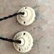 Pair of serrated opaline bistro pendant lights
