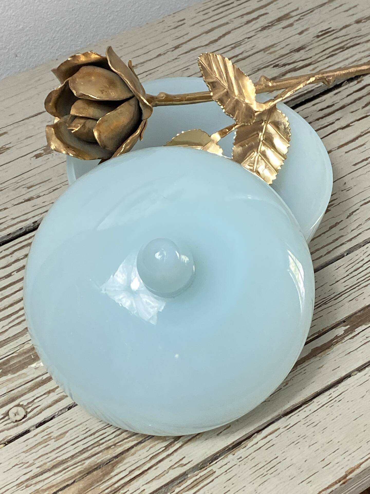 Blue opaline glass bonbonnière