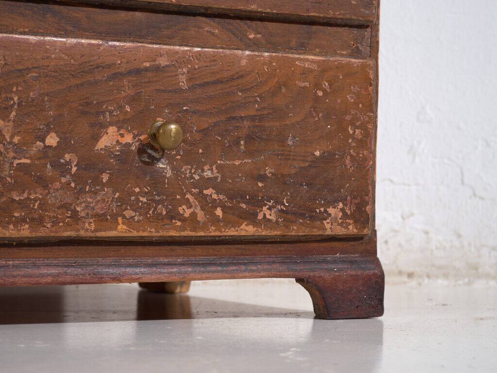 Commode secrétaire ancienne en pin – Bureau rustique européen à abattant – circa 1900