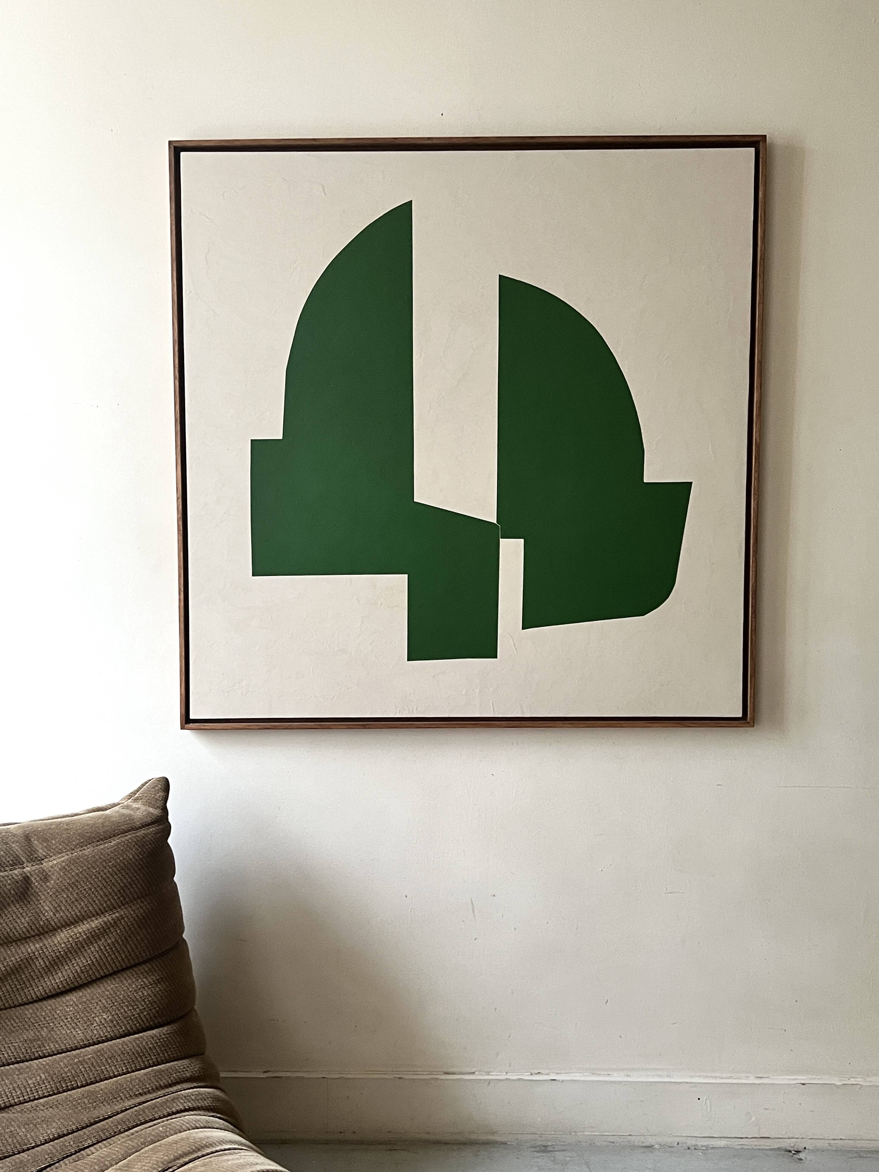 Large contemporary painting Green Forms Audrey Noel dated & signed