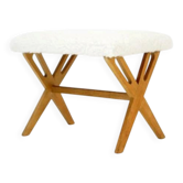 Tabouret de coiffeuse en chêne danois rétro vintage, pouf, repose-pieds, milieu du siècle, années 60-70.