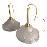 Pair of Art Deco pendant lights by Jean Gaultier, vintage pendant lights from the 1930s